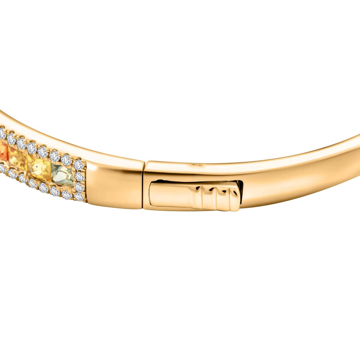 Ankur Treasure Chest Clarte Prima Collection Multi Sapphire and Moissanite 5.40 ctw Bangle Bracelet in Vermeil YG Over Sterling Silver (6.50 In) image number 4