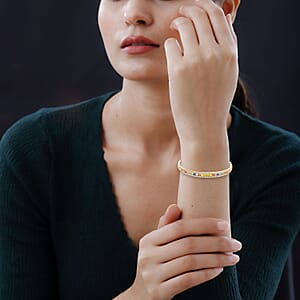 Ankur Treasure Chest Clarte Prima Collection Multi Sapphire and Moissanite 5.40 ctw Bangle Bracelet in Vermeil YG Over Sterling Silver (7.25 In)