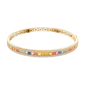 Ankur Treasure Chest Clarte Prima Collection Multi Sapphire and Moissanite 5.40 ctw Bangle Bracelet in Vermeil YG Over Sterling Silver (8.0 In)