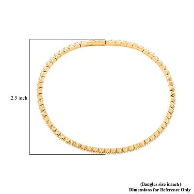Clarte NU Tennis Flex Collection Moissanite 1.40 ctw Bangle Bracelet in Vermeil Yellow Gold Over Sterling Silver (6.50 In)
