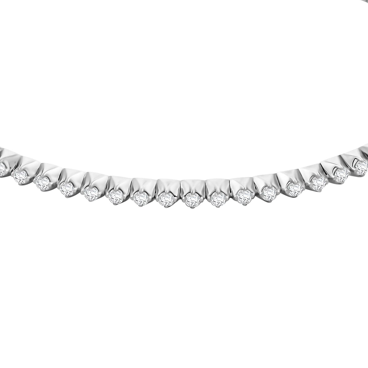 Clarte NU Tennis Flex Collection Moissanite 1.40 ctw Bangle Bracelet in Sterling Silver (7.25 In) image number 2