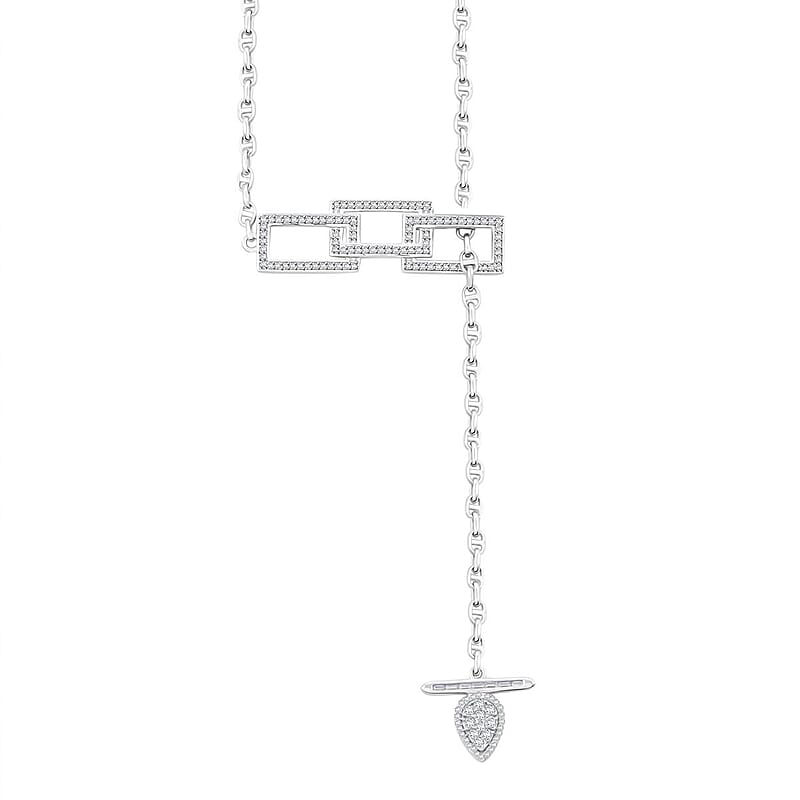 Clarte Tetris Collection Moissanite 0.96 ctw Necklace in Sterling Silver 18-20 Inches