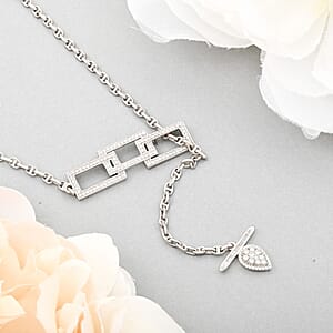 Clarte Tetris Collection Moissanite 0.96 ctw Necklace in Sterling Silver 18-20 Inches