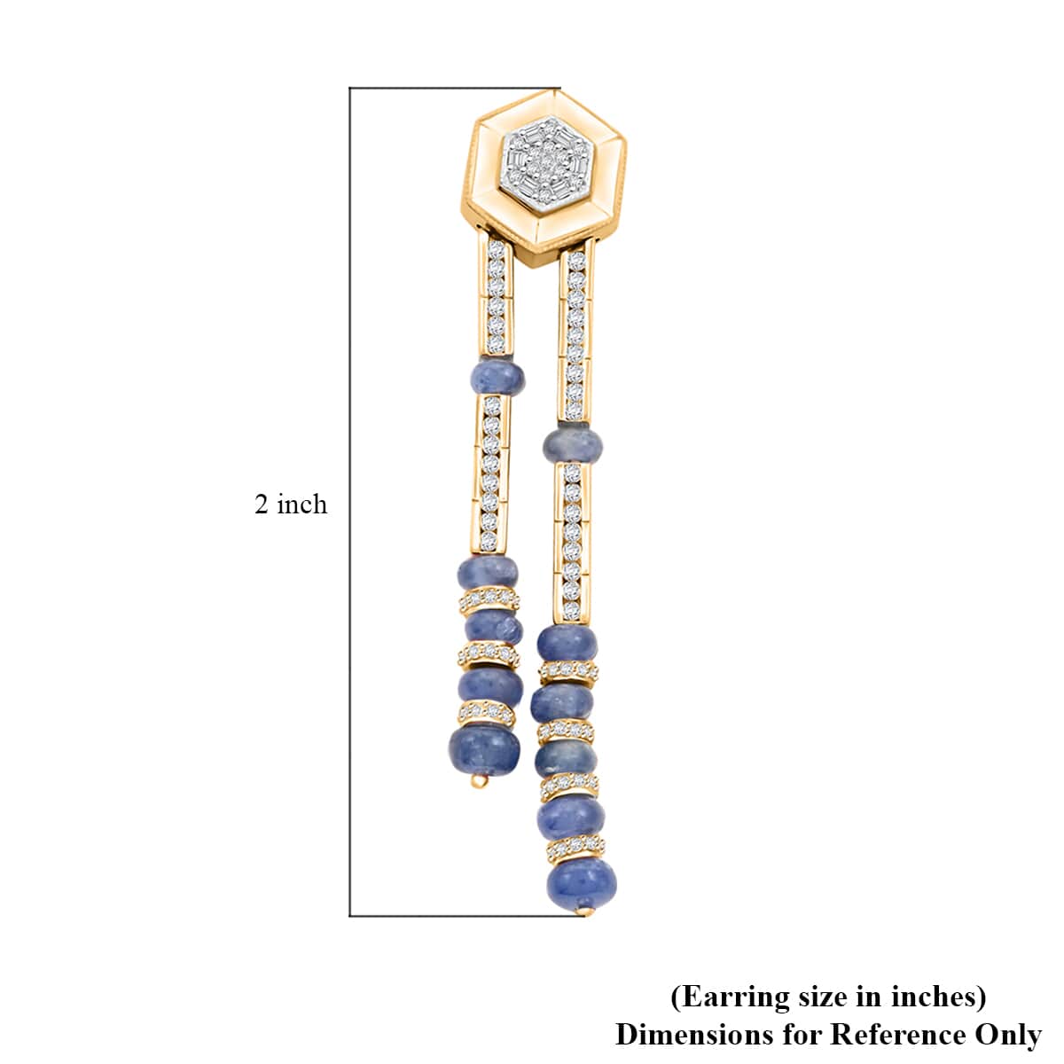 Clarte Prismatic Collection Blue Sapphire and Moissanite 8.50 ctw Earrings in Vermeil Yellow Gold Over Sterling Silver image number 4