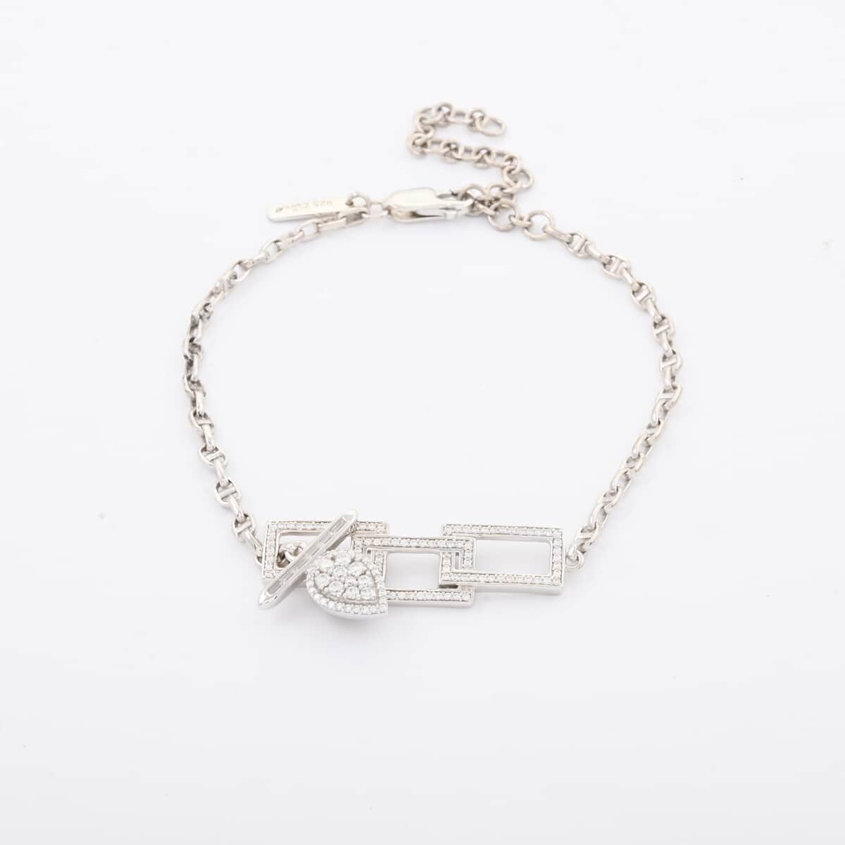 Clarte Tetris Collection Moissanite 0.72 ctw Bracelet in Sterling Silver (9.00 In) image number 0