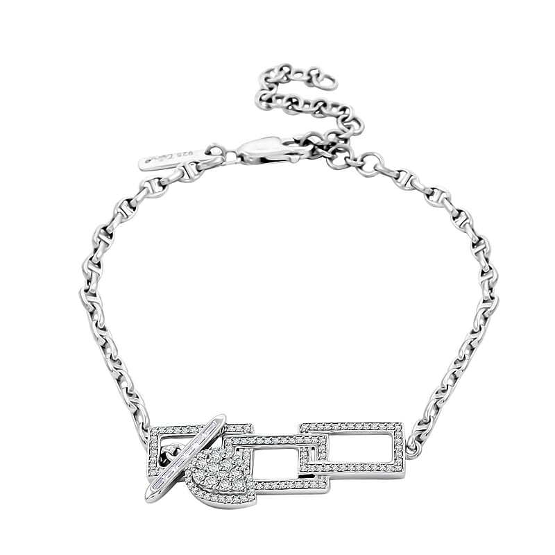 Clarte Tetris Collection Moissanite 0.72 ctw Bracelet in Sterling Silver (7-9.0In)