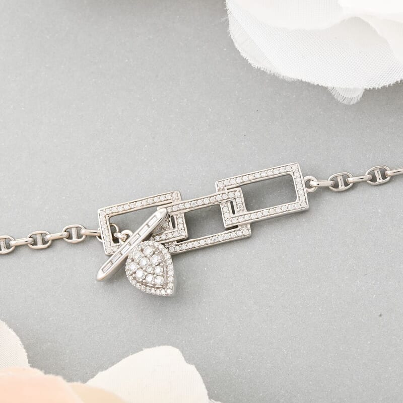 Clarte Tetris Collection Moissanite 0.72 ctw Bracelet in Sterling Silver (7-9.0In)