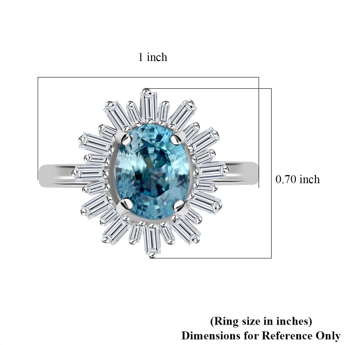 Premium Cambodian Blue Zircon and Moissanite 3.80 ctw Snowflake Ring in Rhodium Over Sterling Silver (Size 7.0) image number 5