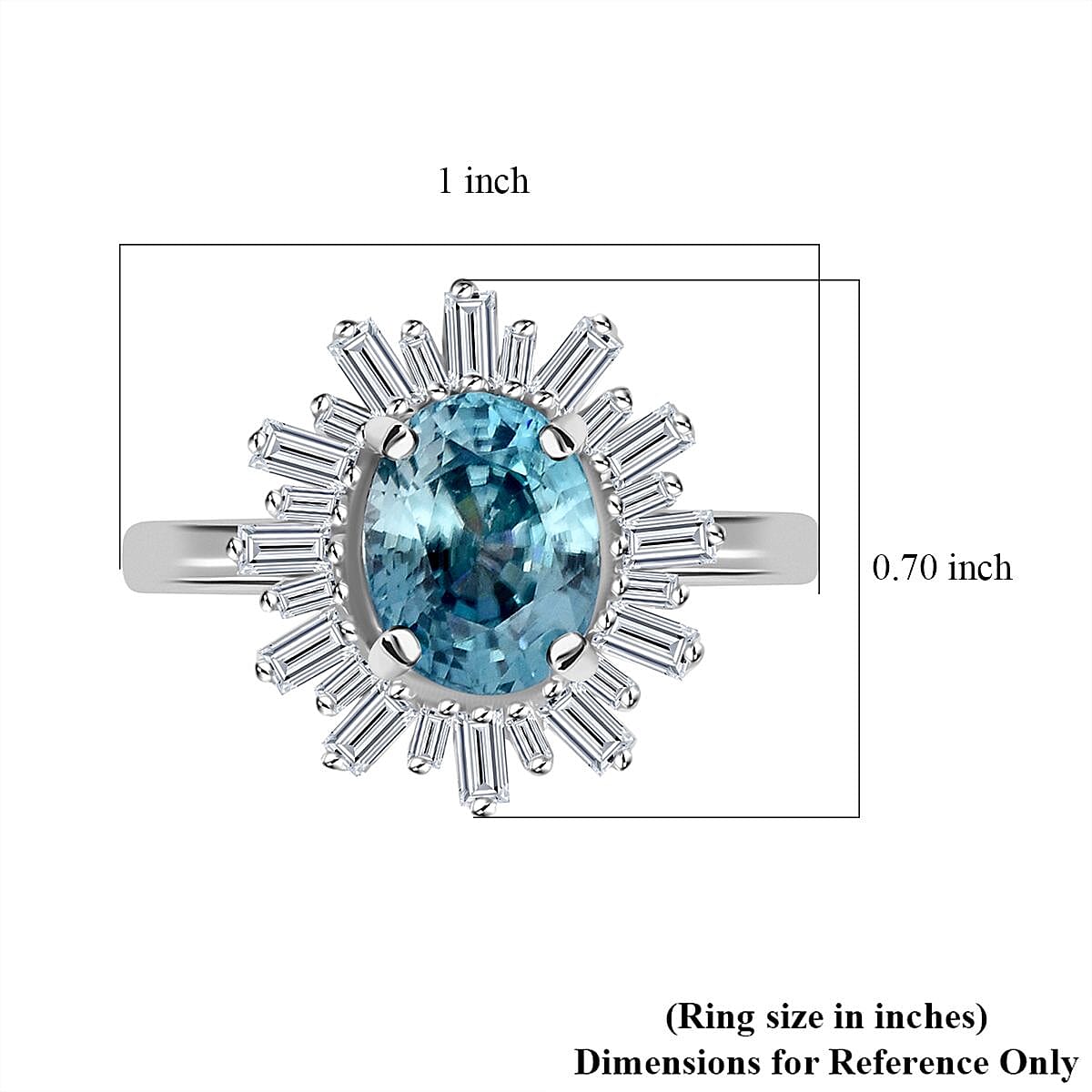 Premium Cambodian Blue Zircon and Moissanite 3.80 ctw Snowflake Ring in Rhodium Over Sterling Silver (Size 9.0) image number 5