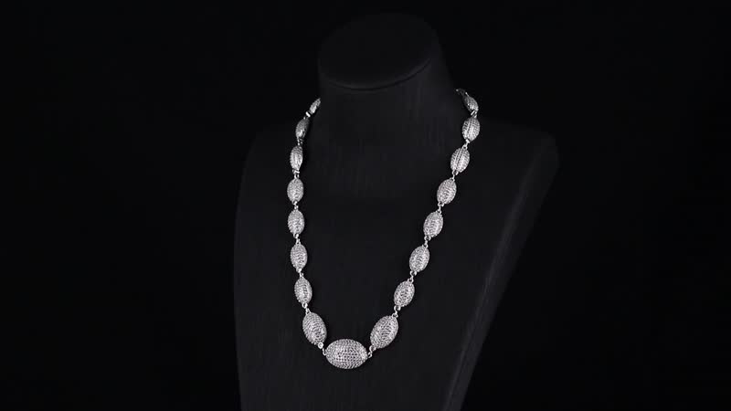 Simulated Diamond Necklace in Silvertone 18.5 Inches
