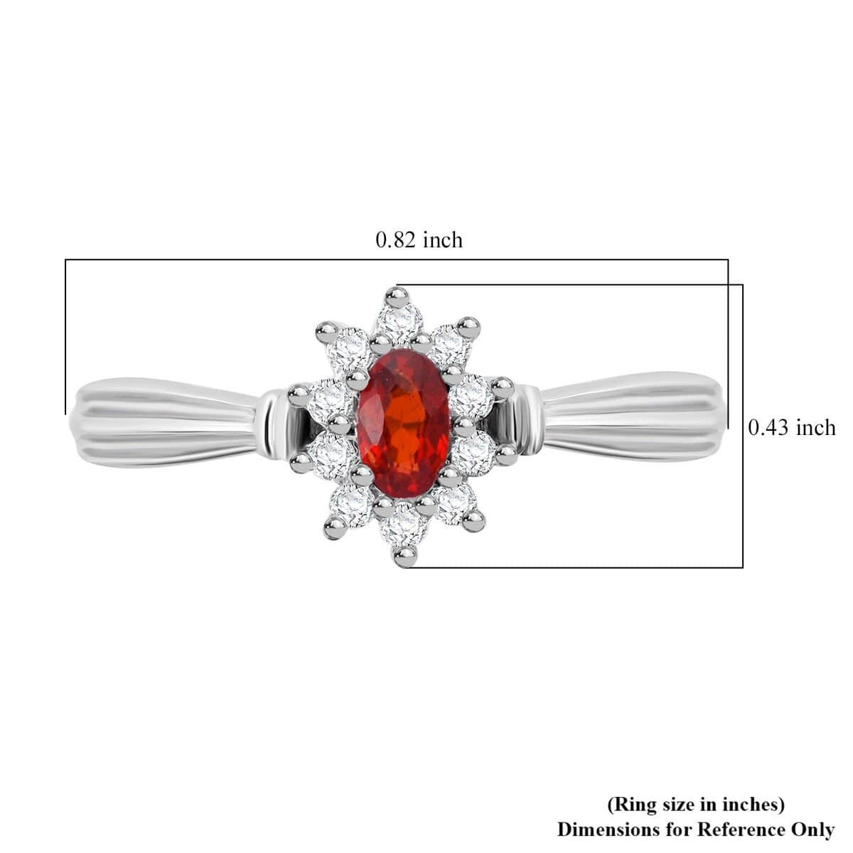 Premium Red Sapphire and Moissanite 0.50 ctw Crimson Blossom Ring in Rhodium Over Sterling Silver (Size 10.0) image number 5