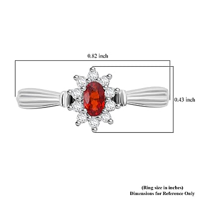 Premium Red Sapphire and Moissanite 0.50 ctw Crimson Blossom Ring in Rhodium Over Sterling Silver (Size 10.0)