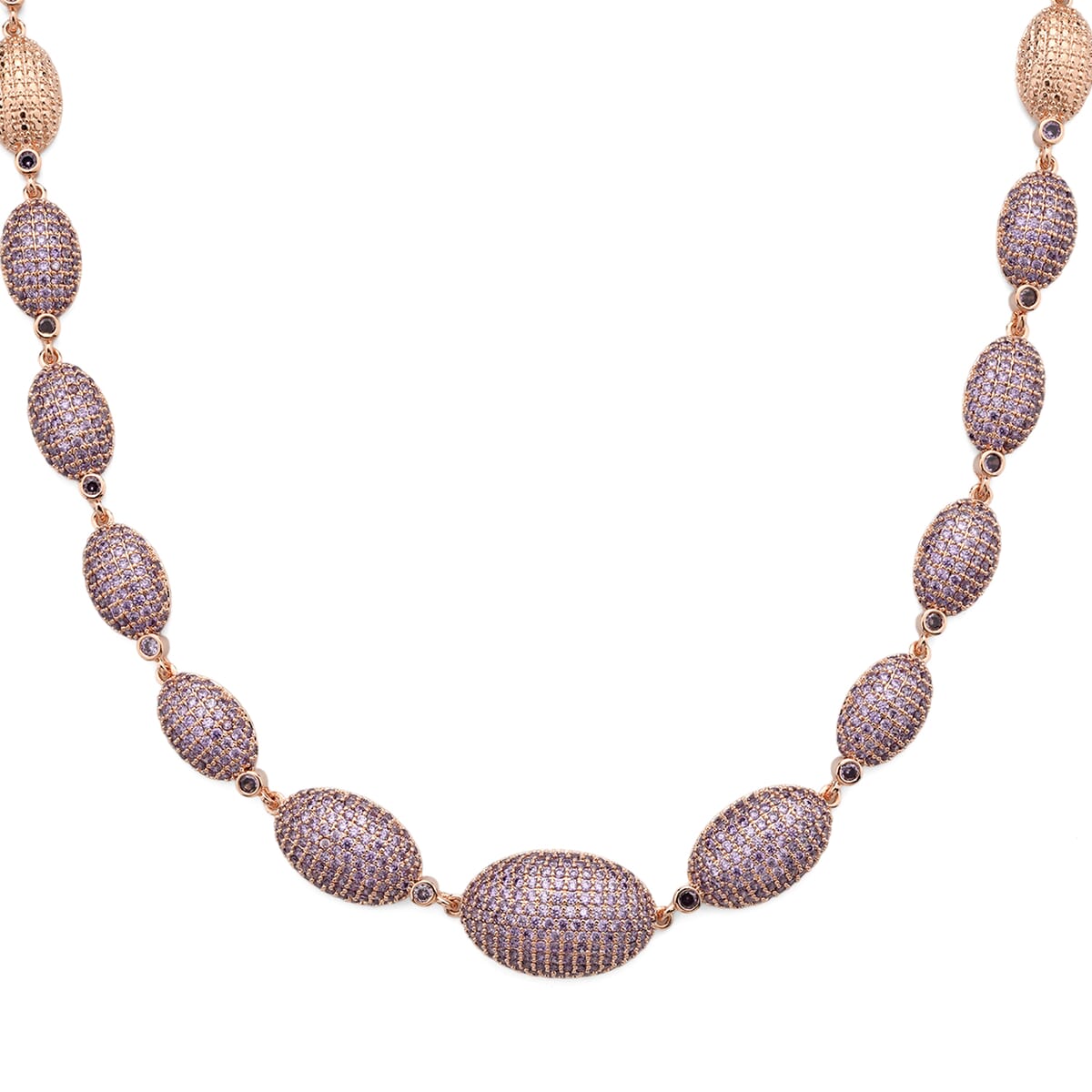 Simulated Purple Diamond Lustrous Link Necklace in Rosetone 18.5 Inches image number 0