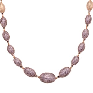 Simulated Purple Diamond Lustrous Link Necklace in Rosetone 18.5 Inches