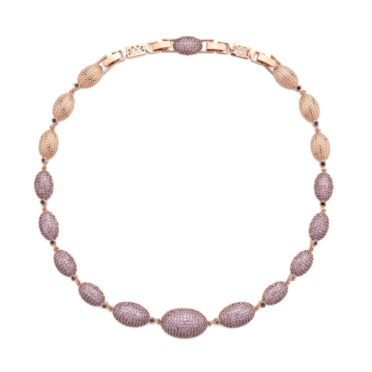 Simulated Purple Diamond Lustrous Link Necklace in Rosetone 18.5 Inches image number 2