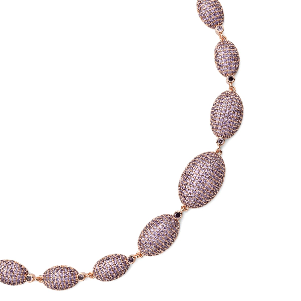 Simulated Purple Diamond Lustrous Link Necklace in Rosetone 18.5 Inches image number 3
