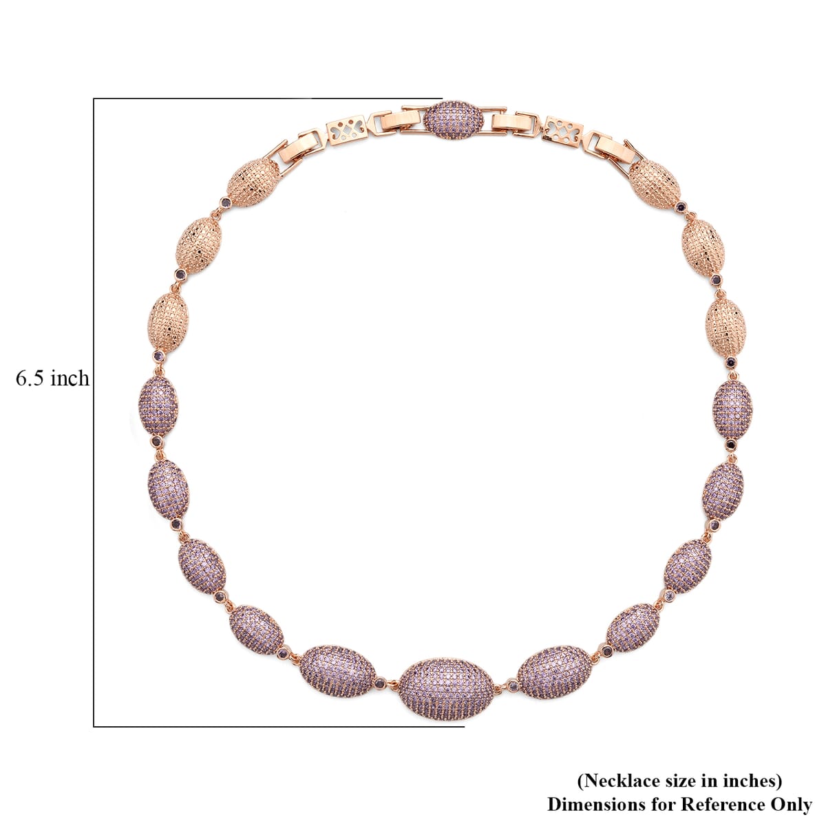Simulated Purple Diamond Lustrous Link Necklace in Rosetone 18.5 Inches image number 5