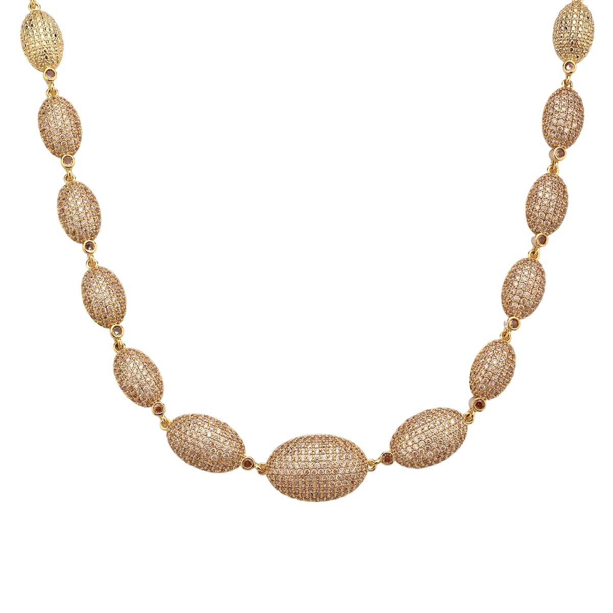 Simulated Champagne Diamond Lustrous Link Necklace in Goldtone 18.5 Inches image number 0