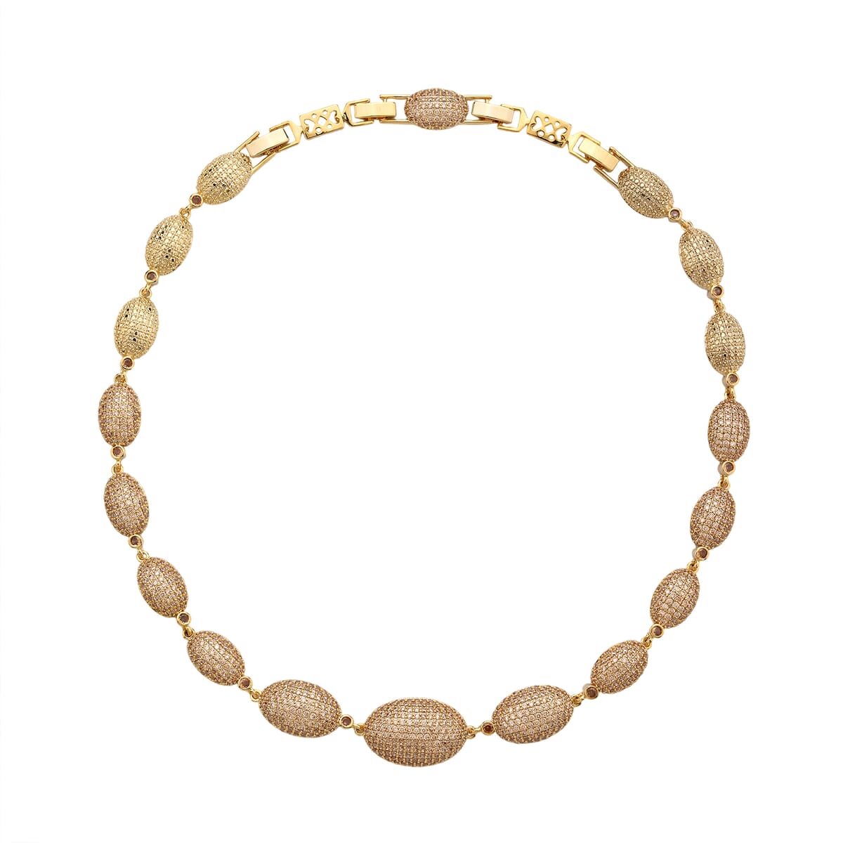 Simulated Champagne Diamond Lustrous Link Necklace in Goldtone 18.5 Inches image number 2