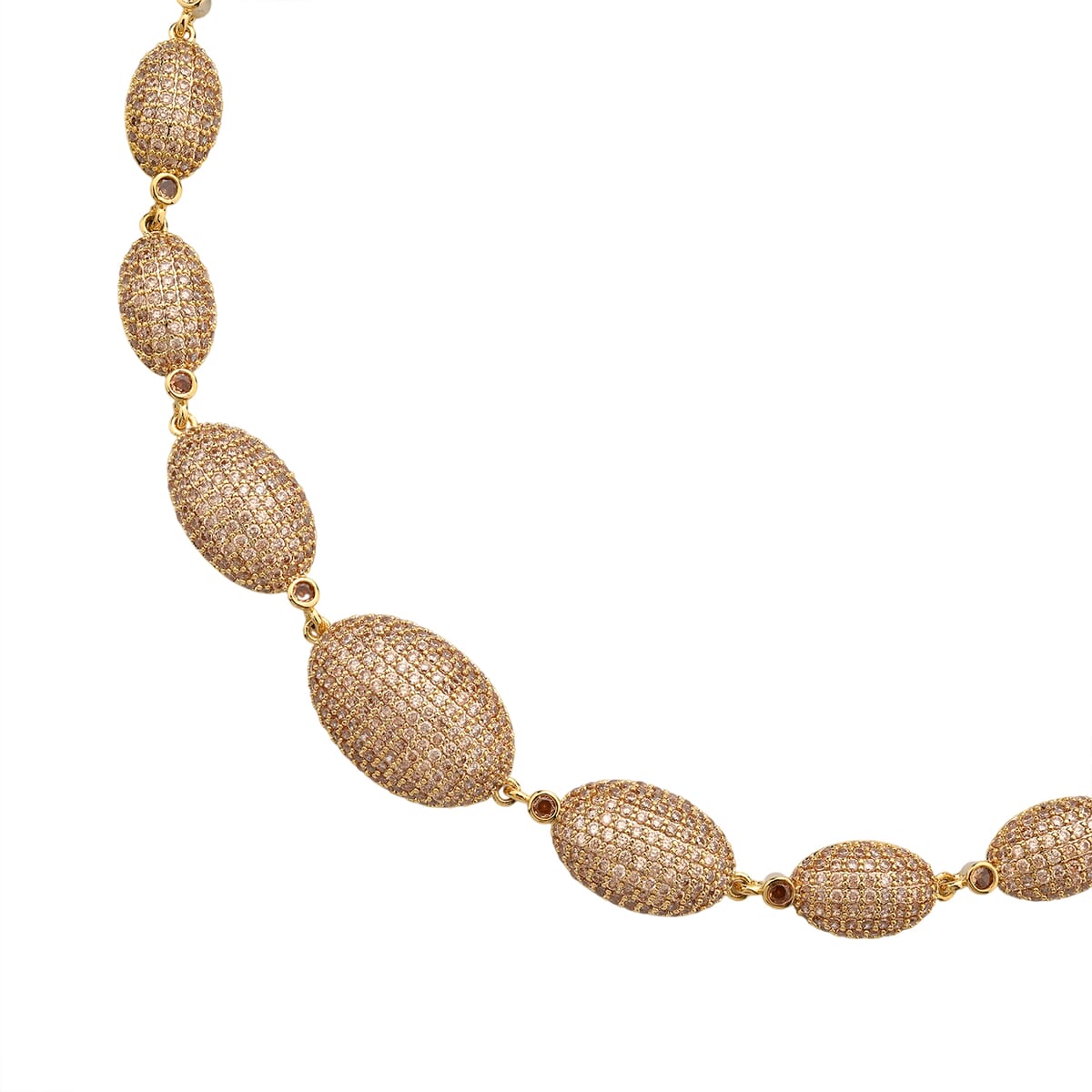 Simulated Champagne Diamond Lustrous Link Necklace in Goldtone 18.5 Inches image number 3