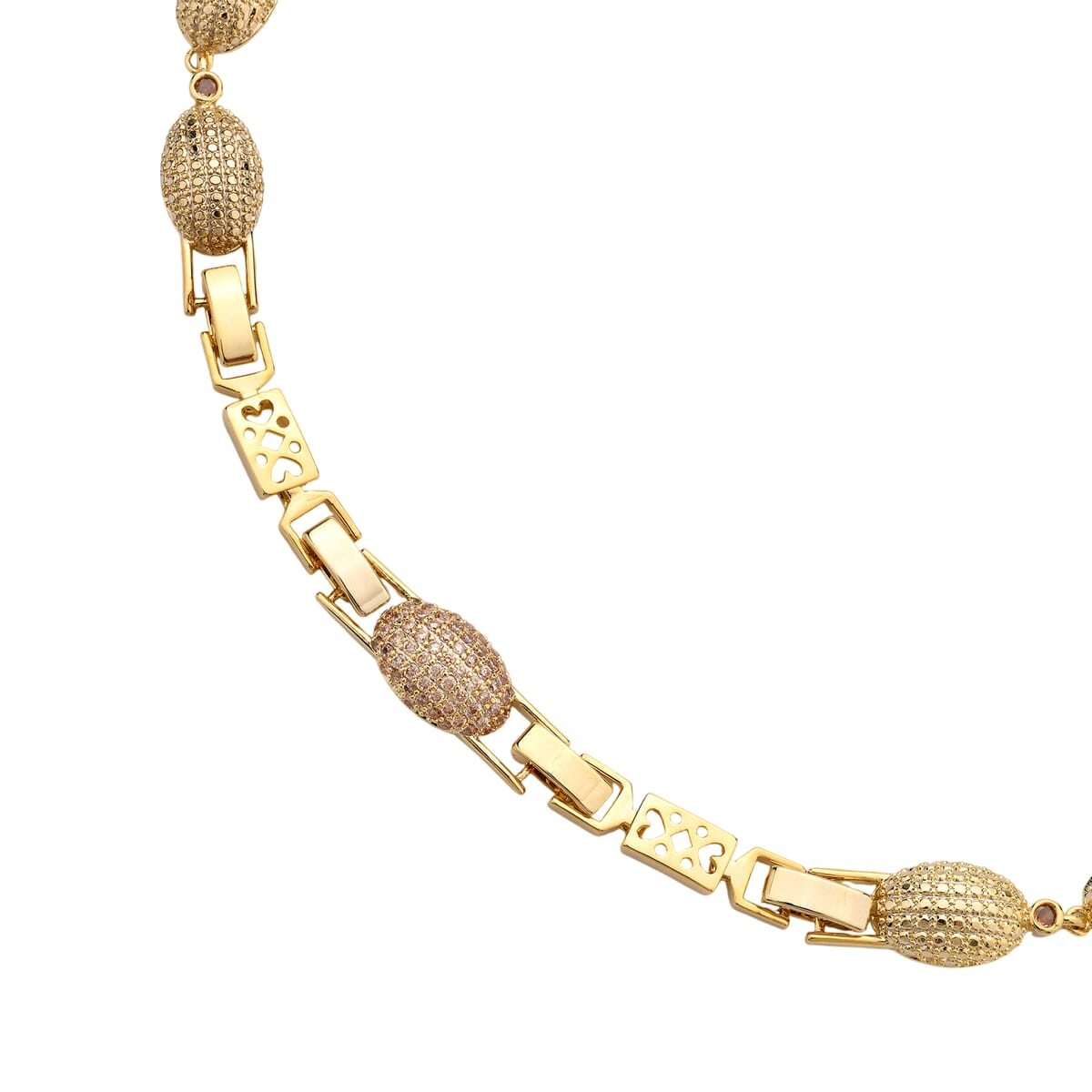 Simulated Champagne Diamond Lustrous Link Necklace in Goldtone 18.5 Inches image number 4