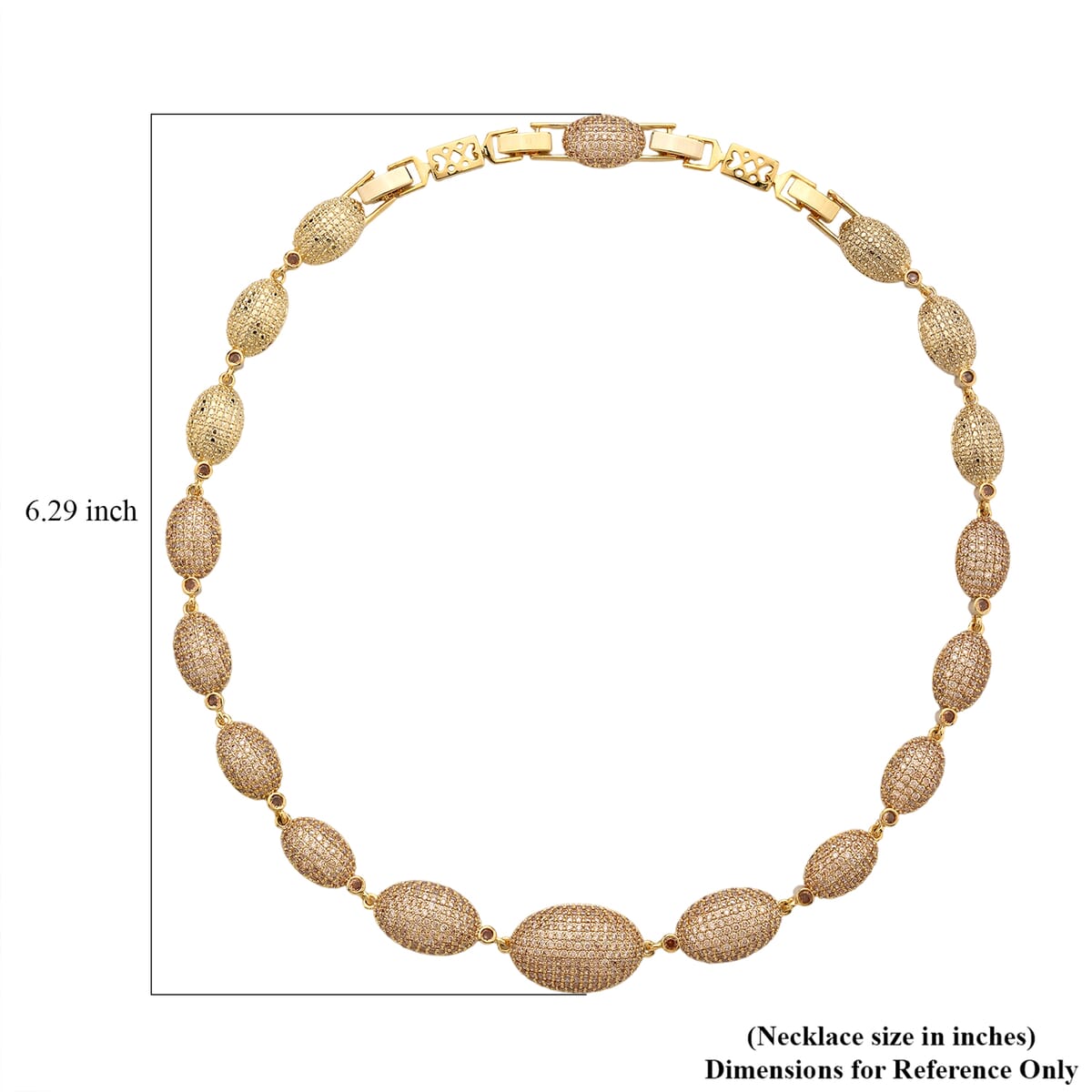 Simulated Champagne Diamond Lustrous Link Necklace in Goldtone 18.5 Inches image number 5