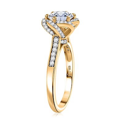 J Francis Embellished with 120 Facet Zirconia by Swarovski 3.90 ctw Swirl Ring in 18K Vermeil Yellow Gold Over Sterling Silver (Size 11.0)