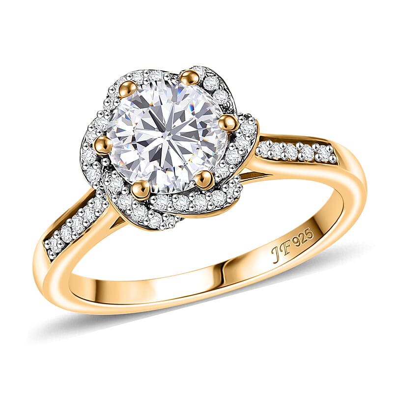 J Francis Embellished with 120 Facet Zirconia by Swarovski 3.90 ctw Swirl Ring in 18K Vermeil Yellow Gold Over Sterling Silver (Size 5.0)