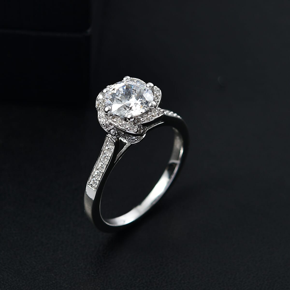 J Francis Embellished with 120 Facet Zirconia by Swarovski 3.90 ctw Swirl Ring in Rhodium Over Sterling Silver (Size 5.0) image number 1