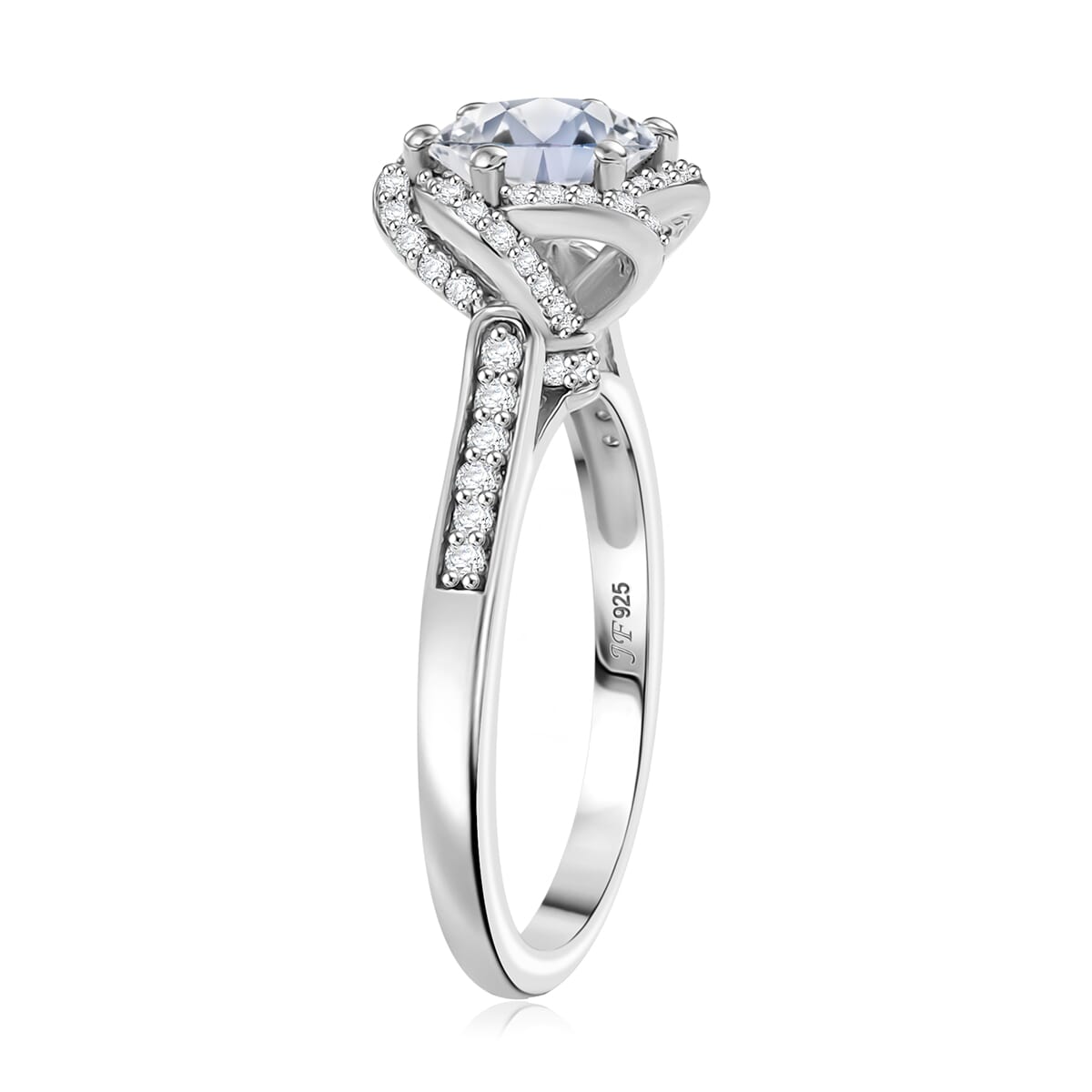J Francis Embellished with 120 Facet Zirconia by Swarovski 3.90 ctw Swirl Ring in Rhodium Over Sterling Silver (Size 5.0) image number 3