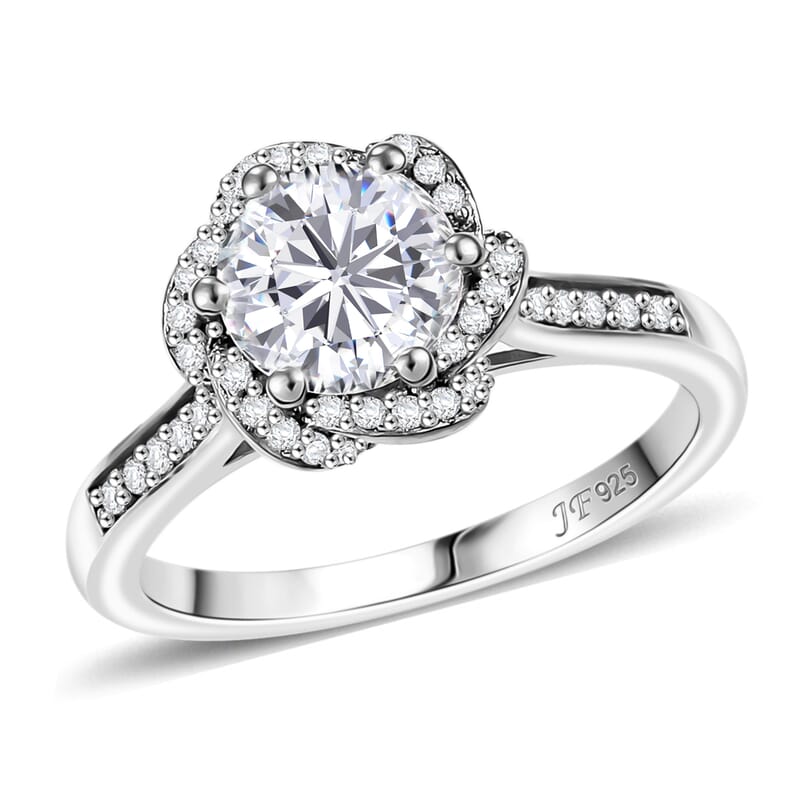 J Francis Embellished with 120 Facet Zirconia by Swarovski 3.90 ctw Swirl Ring in Rhodium Over Sterling Silver (Size 8.0)