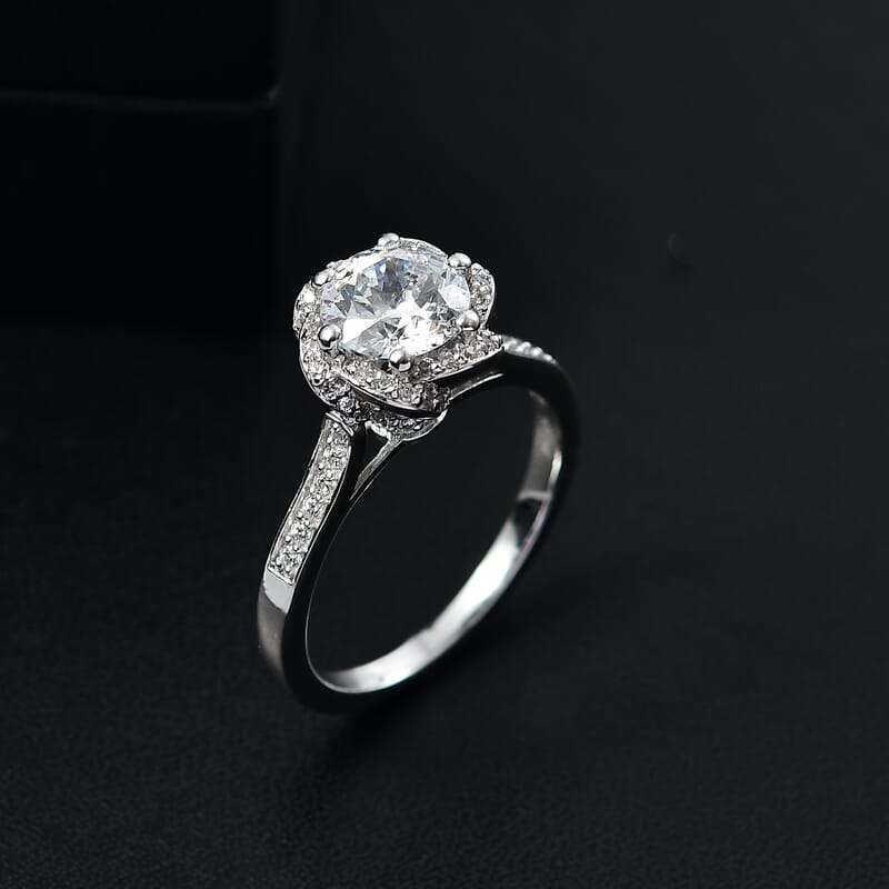 J Francis Embellished with 120 Facet Zirconia by Swarovski 3.90 ctw Swirl Ring in Rhodium Over Sterling Silver (Size 8.0)
