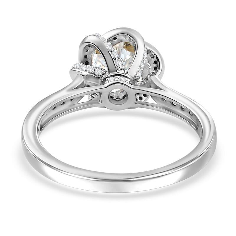 J Francis Embellished with 120 Facet Zirconia by Swarovski 3.90 ctw Swirl Ring in Rhodium Over Sterling Silver (Size 8.0)