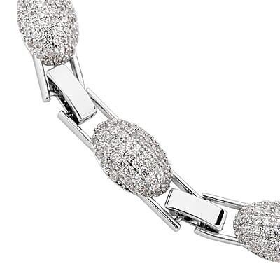 Simulated Lustrous Link Diamond 2.50 ctw Bracelet in Silvertone (7.50 In)