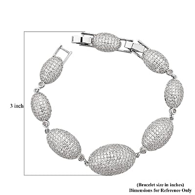 Simulated Lustrous Link Diamond 2.50 ctw Bracelet in Silvertone (7.50 In)