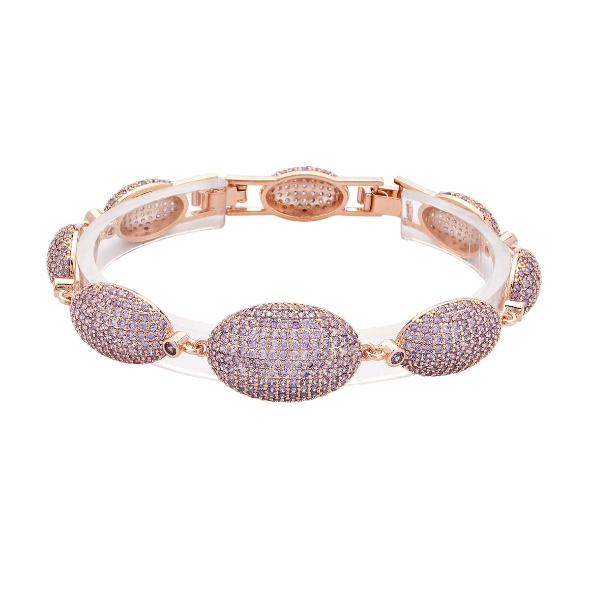 Simulated Purple Diamond Lustrous Link Bracelet in Rosetone (7.50 In) image number 0