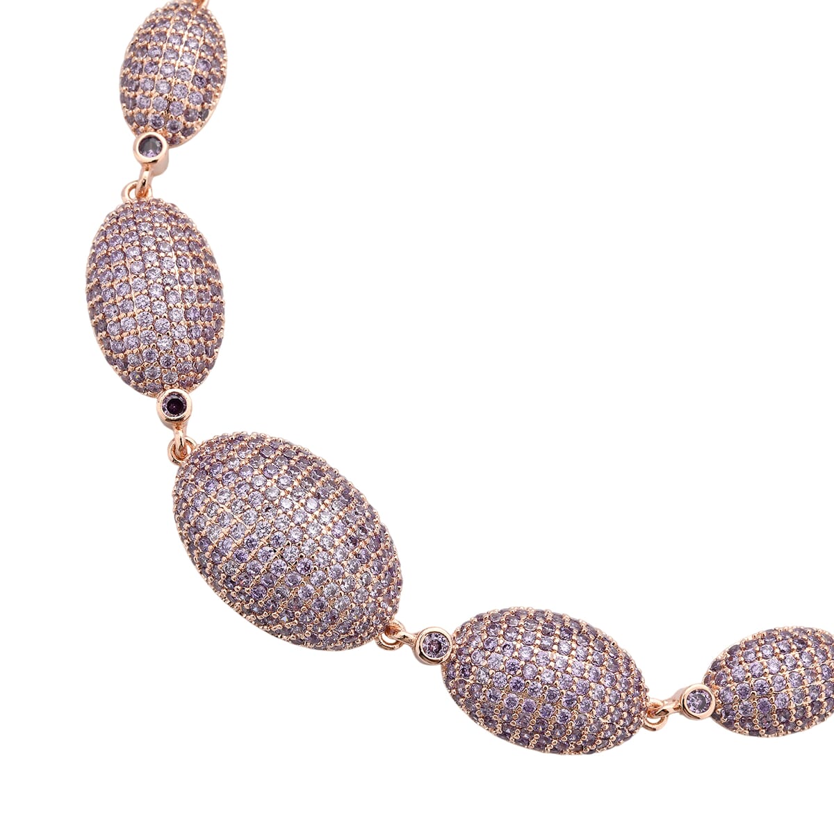 Simulated Purple Diamond Lustrous Link Bracelet in Rosetone (7.50 In) image number 2