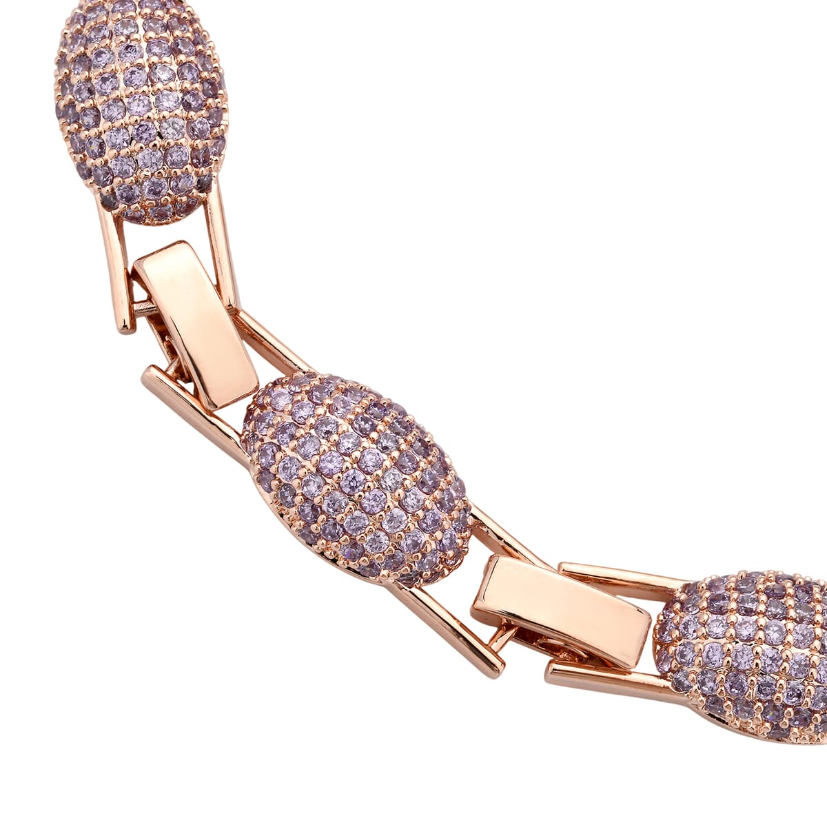 Simulated Purple Diamond Lustrous Link Bracelet in Rosetone (7.50 In) image number 3