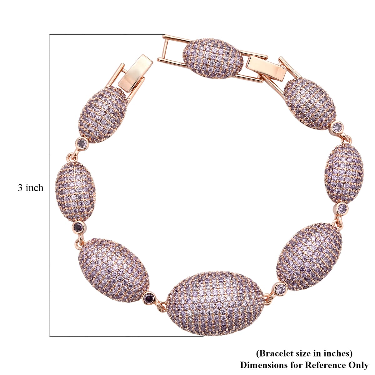 Simulated Purple Diamond Lustrous Link Bracelet in Rosetone (7.50 In) image number 4