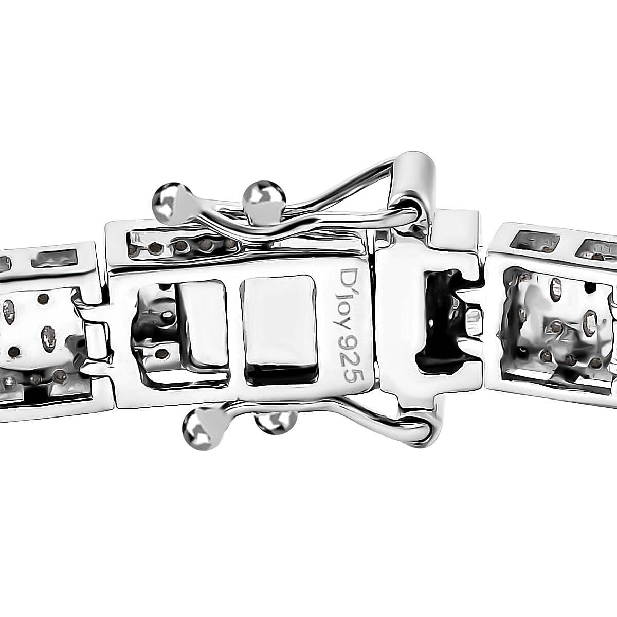 Diamond Art Deco Bracelet in Rhodium Over Sterling Silver (7.25 In) 3.90 ctw