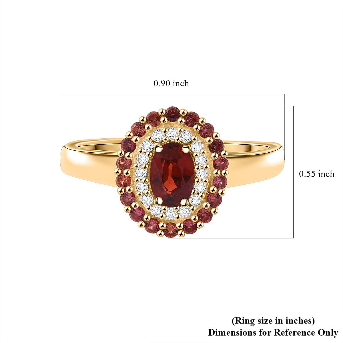 Luxoro AAA Songea Sapphire, Padparadscha Sapphire (BT) and I2 Diamond 1.20 ctw Crimson Halo Ring in 10K Yellow Gold (Size 7.0) image number 5