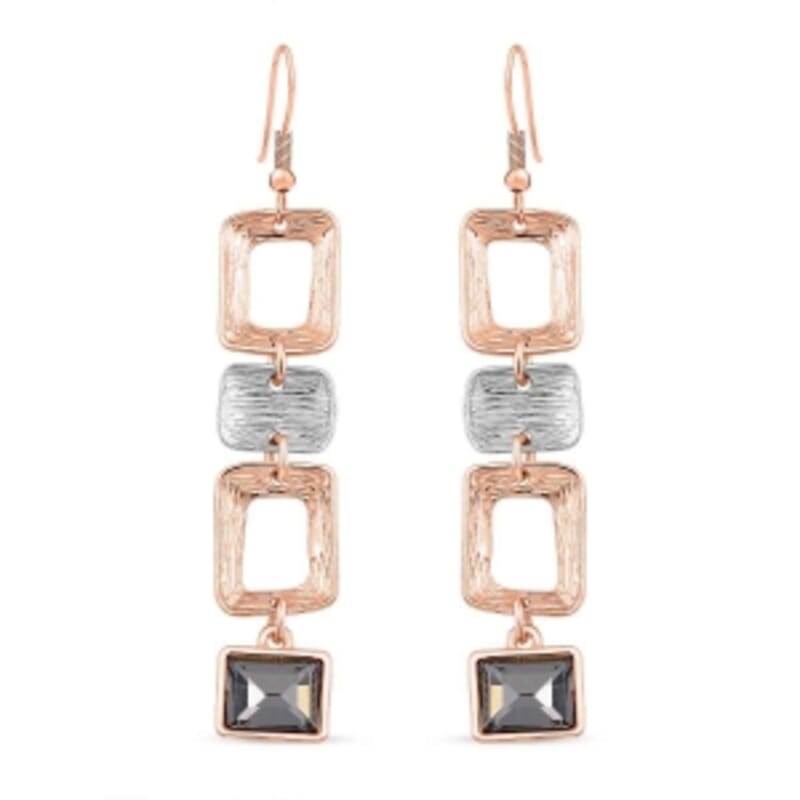 Grey Austrian Crystal Earrings in Silvertone