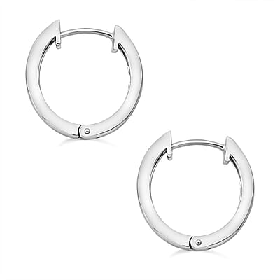 Premium Red Sapphire and Moissanite 1.00 ctw Hoop Earrings in Rhodium Over Sterling Silver