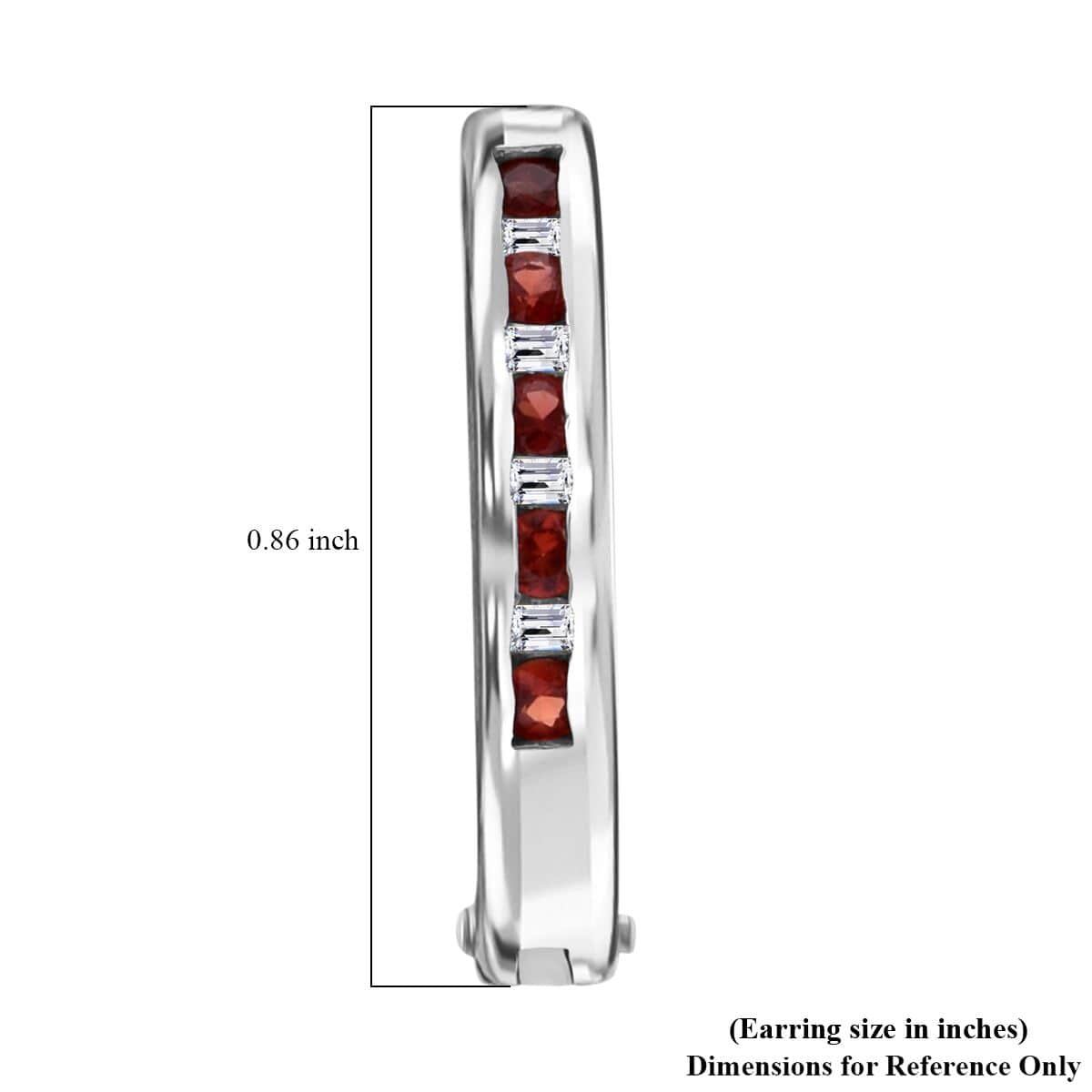 Premium Red Sapphire and Moissanite 1.00 ctw Hoop Earrings in Rhodium Over Sterling Silver image number 5