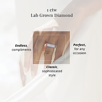 Luxuriant Lab Grown Diamond SI 1.00 ctw Dazzling Serenity Band Ring in Rhodium Over Sterling Silver (Size 10.0)