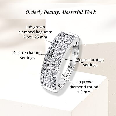 Luxuriant Lab Grown Diamond SI 1.00 ctw Dazzling Serenity Band Ring in Rhodium Over Sterling Silver (Size 10.0)