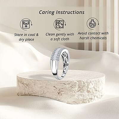 Luxuriant Lab Grown Diamond SI 1.00 ctw Dazzling Serenity Band Ring in Rhodium Over Sterling Silver (Size 10.0)