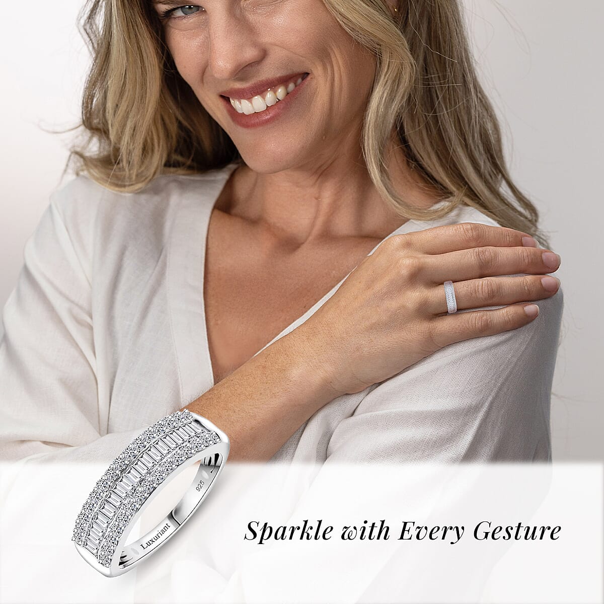 Luxuriant Lab Grown Diamond SI 1.00 ctw Dazzling Serenity Band Ring in Rhodium Over Sterling Silver (Size 6.0) image number 1