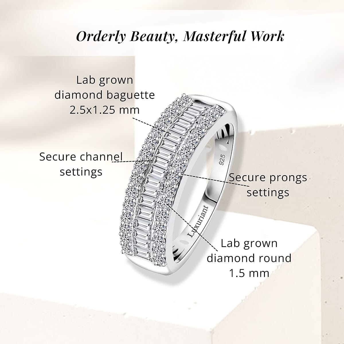 Luxuriant Lab Grown Diamond SI 1.00 ctw Dazzling Serenity Band Ring in Rhodium Over Sterling Silver (Size 6.0) image number 5