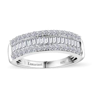 Luxuriant Lab Grown Diamond SI 1.00 ctw Dazzling Serenity Band Ring in Rhodium Over Sterling Silver (Size 7.0)